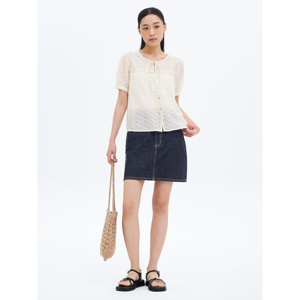 8SECONDS Washed Denim Mini Skirt Navy