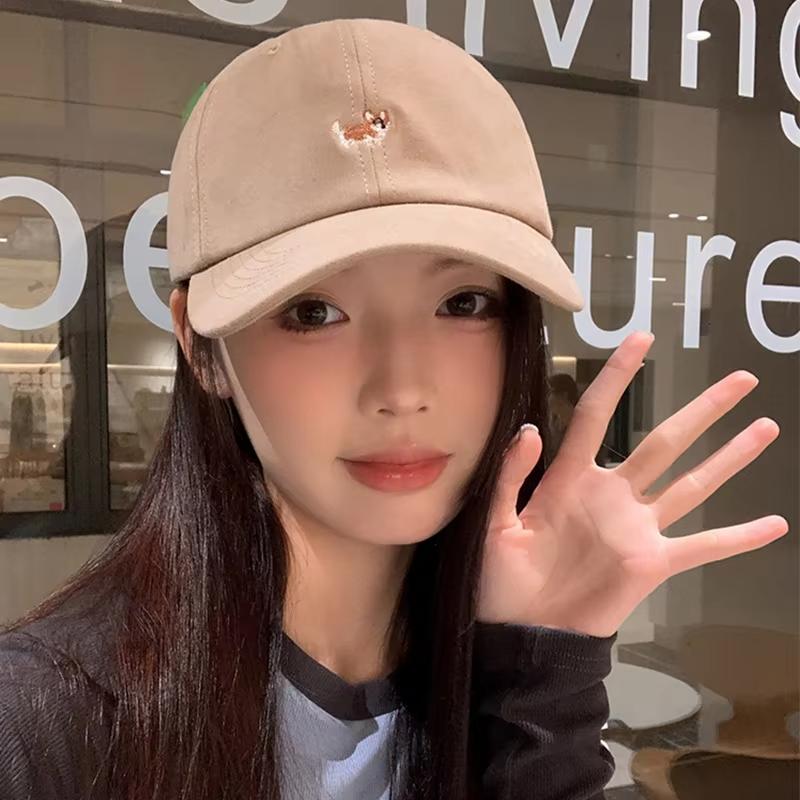 Cute Cartoon Animals Embroidery Baseball Cap For Women Soft Cotton Snabpack Solid Color Visors Hat Lovely Kawaii Sports Caps
