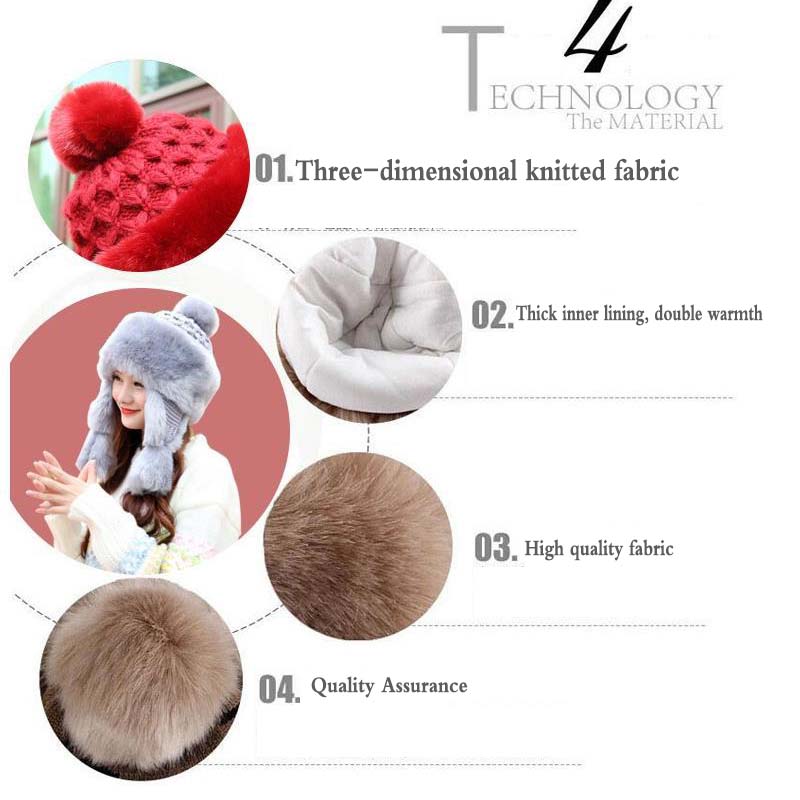 Lei Feng Hat Ladies Winter Wool Imitation Fox Fur Northeast Hat Plus Velvet Thick Earmuffs Korean Windproof Hat