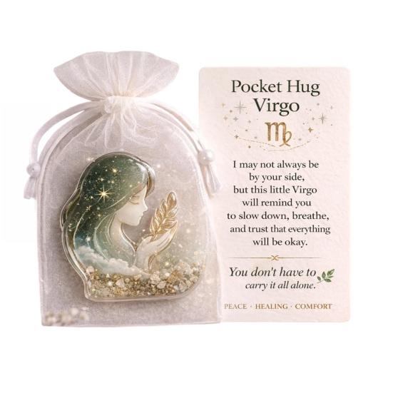 

Zodiac Pocket Hug Token Handmade Acrylic Pocket Charm with Message Card Inspirational Comfort Keepsake Meaningful Gift for Him Her J
