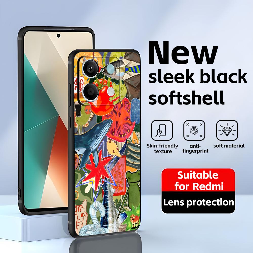 

Cool pattern Phone Case For Redmi Note 14 13 12 11 Pro Plus S 5G 14C A3 Soft Black Phone Cover Redmi Note 14 Pro 4G (Global)