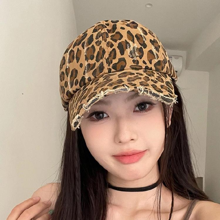Cool Distressed Leopard Print Baseball Hat For Female and Teens Eye Catching Sun Hat For Streetwear Outdoor Actvitiy
