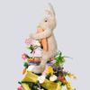 Rabbit Ornament Plush Standing Easter Decoration with Hand-Held Carrot Soft Pink Ears Tree Topper Holiday