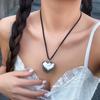 Silver Love Heart Aesthetic Necklace Fashion Simple Clavicle Chain Women Girls Velvets Rope Necklace Party Birthday Gift