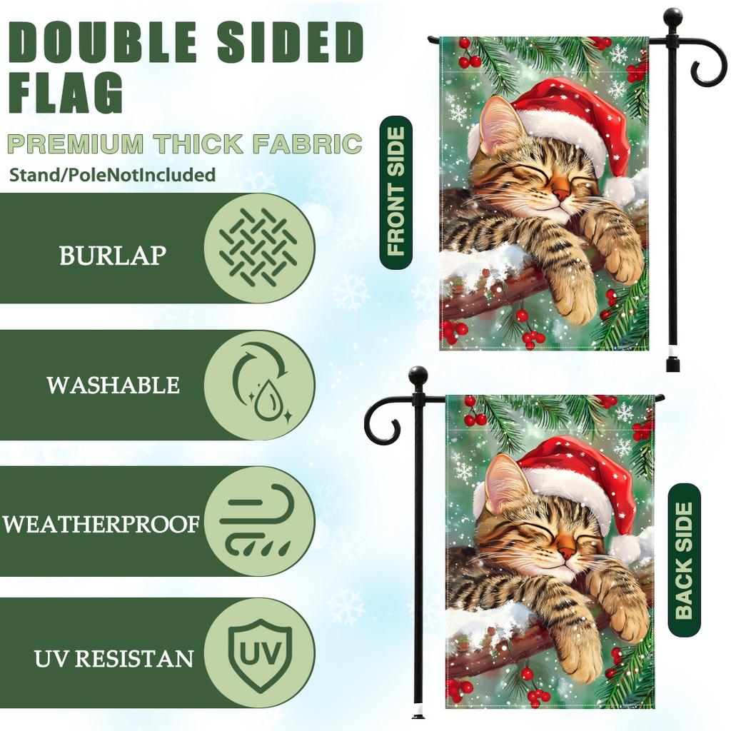 Christmas kittenGarden Flag 12x18 Inch Double Sided for Courtyard Outdoor Welcome Flag Decoration (Excluding flagpole)