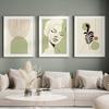 3PC Sage Green Boho Wall Art Minimalist Line Face, Abstract Arch & Botanical Print, Neutral Modern Decor for Living Room
