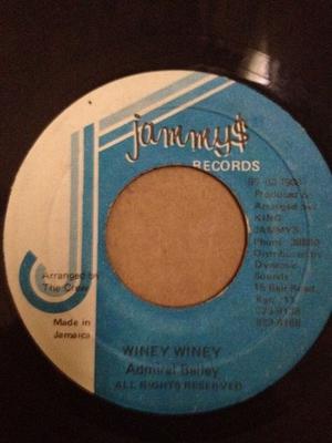 Disque 7 pouces ADMIRAL BAILEY - Winey Winey NONE Jammy's Records 1988 Jamaïque Reggae, Ska & Dub Occasion