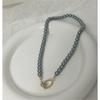 Tooxika French Retro Light Luxury Niche Grey Pearl Necklace Simple Personality Jumper Chain Female
