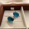 Oval-Shaped Large Colored Crystal Stud Earrings, Bright And Shiny Atmosphere, Niche Light Luxury, Gorgeous, Exquisite And Versatile