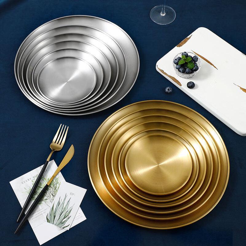Round Stainless Steel 3-Compartment Dining Plate