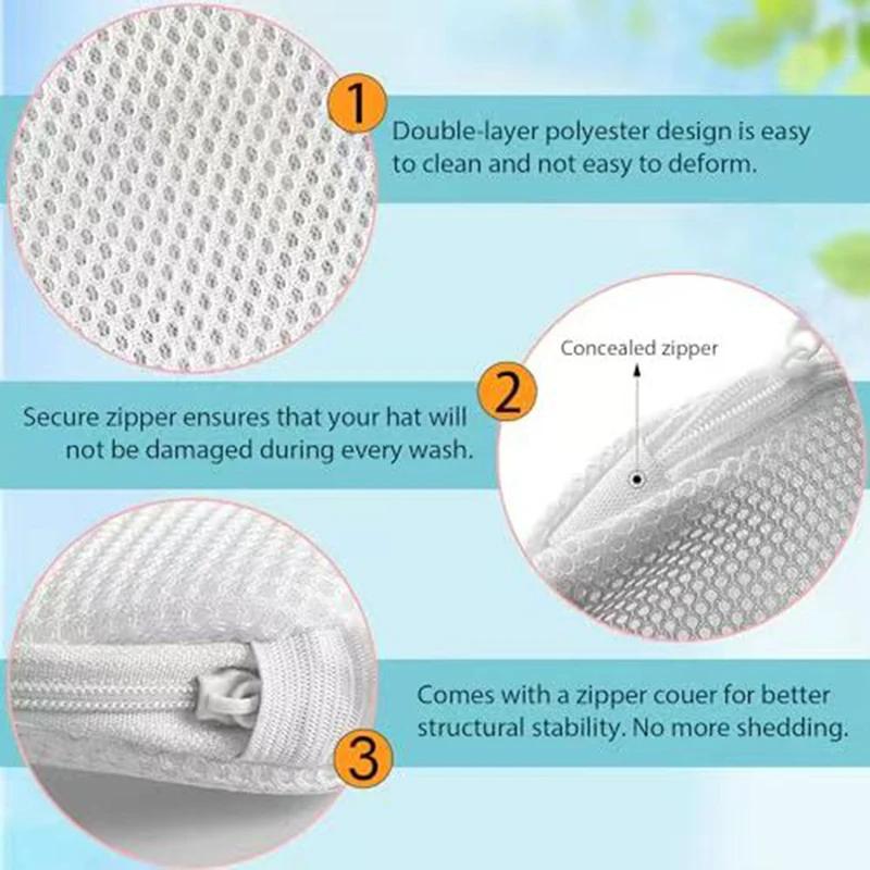 Baseball Cap Washer for Washing Machine Anti-Deformation Hat Cleaner Cage with Mesh Laundry Bag