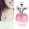 Girl Apple Shape Faux Opal Cubic Zirconia Silver Plated Pendant for Necklace