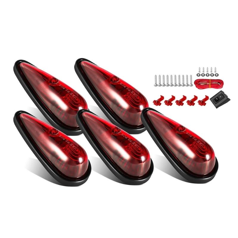 

5Pcs Roof Running Top Marker Lights Cab Lights Teardrop Cab Lights Waterproof Truck Cab Marker Lights for Truck красный