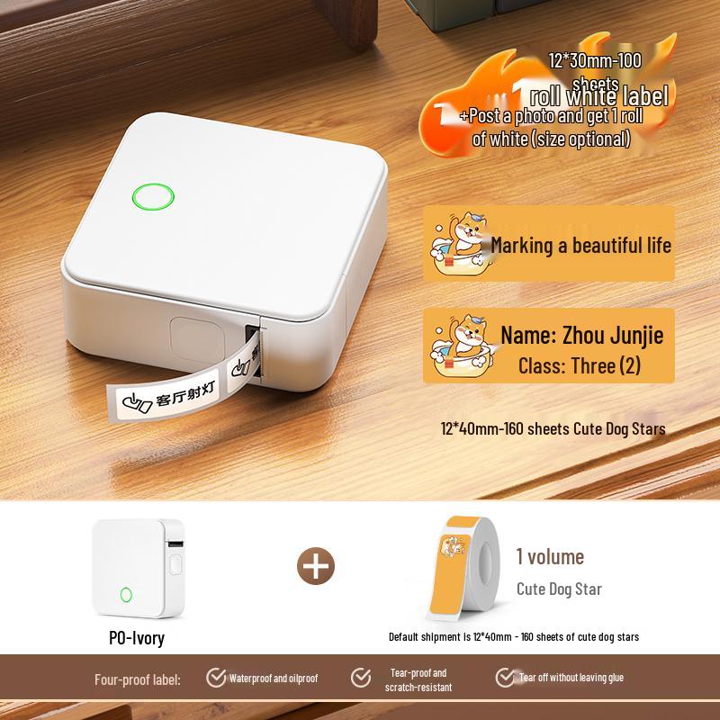 2P80 Portable Bluetooth Label Printer: Handheld, Self-Adhesive, Transparent Stickers