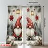 2pcs 2D flat printing Fashionable Christmas Curtains Christmas Gnomes Winter Wonderland Lanterns Digital Printed Polyester