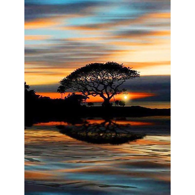 5D Diamond Painting Landscape Sunset Sea View Full Round Diamond Embroidery Cross Stitch Painting Mosaic Home Decor Gift