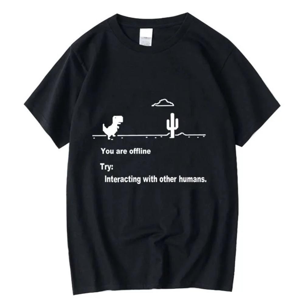 

Men s High-quality Funny Dinosaur Print T-shirt Loose O-neck Men s T-shirt Short-sleeved T-shirt Men s T-shirt Top M