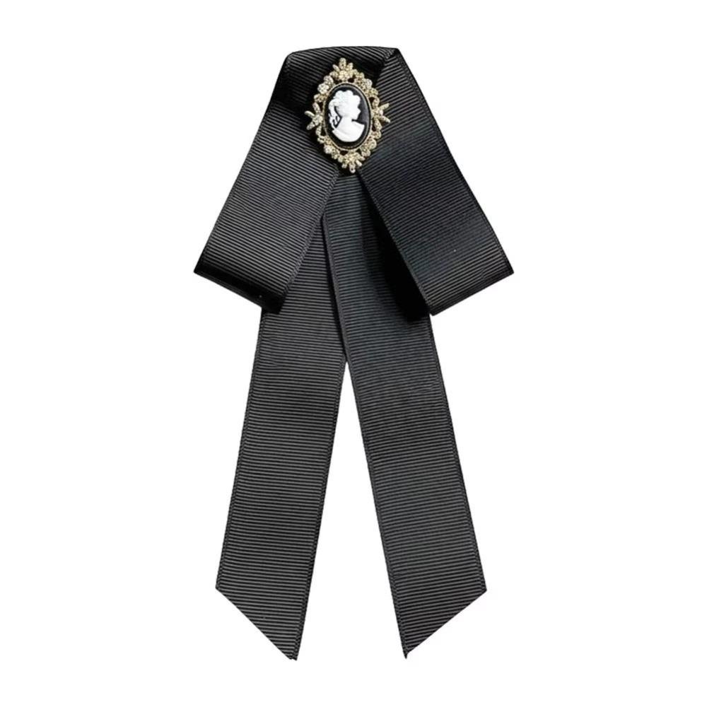 Crystal Rhinestone Ribbon Bowtie Brooch Black Shirt Collar Pin Dress Shirt Accessories чёрный