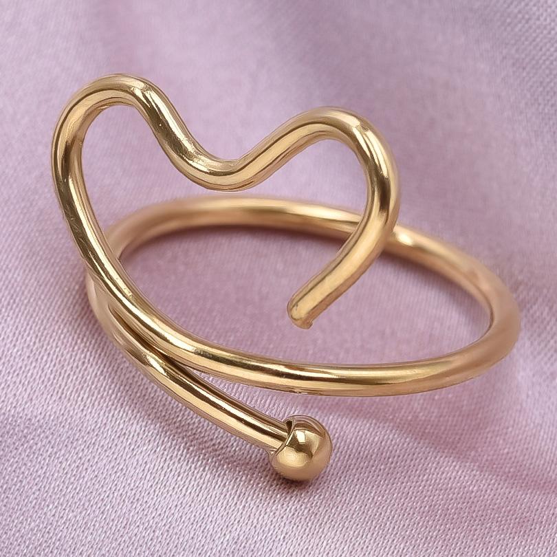 1/5Ppcs/Lot Real Gold Plated Stainless Steel Rings For Women Men Accessories Open Adjsutable Chunky Butterfly Heart Ring Anillos