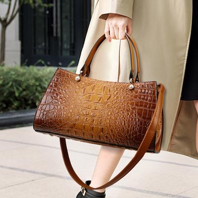 Tote Bag Ladies Large Capacity Commuter Middle Aged Ladies Messenger Bag Crocodile Pattern Handbag