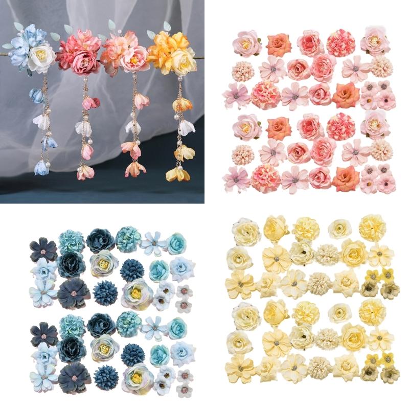 Set mit 40 künstlichen Seidenblumen für Hochzeitssträuße Rosen Pfingstrosen Dahlien Realistische Floralien Tischdekorationen