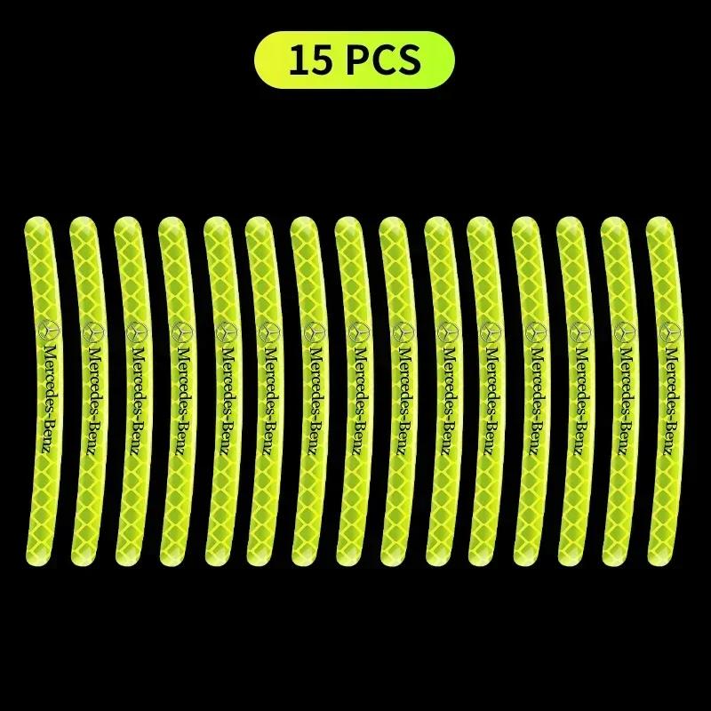 EJG4 Car Wheel Fluorescent Sticker Hub Sticker Reflective Warning for Mercedes Benz B/C/E/S Class A Class C200L GLC GLK New CLA GLA
