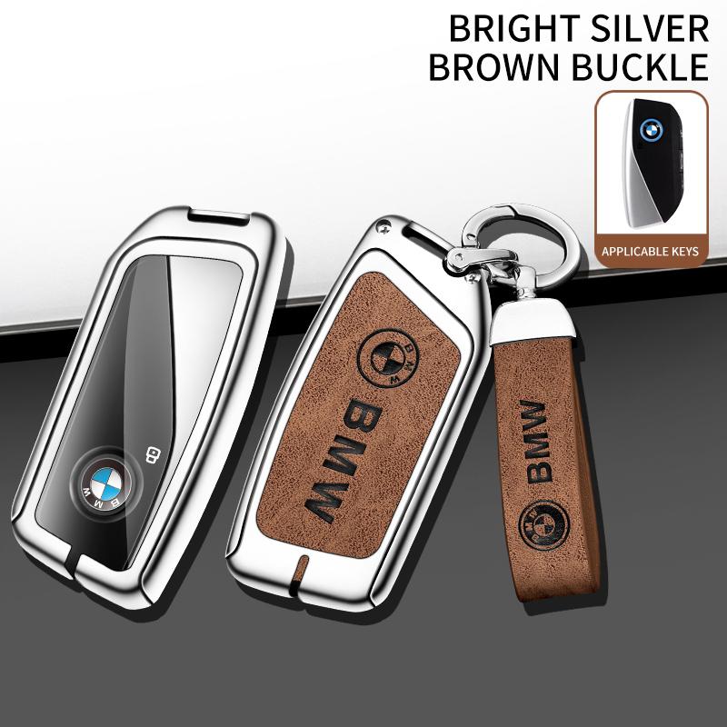 MURF1 Zinc Alloy Leather Car Remote Key Cover Case Shell Fob For 2023 BMW Energy Ix XM I7 X7 7 Series Protector Keychain Accessories