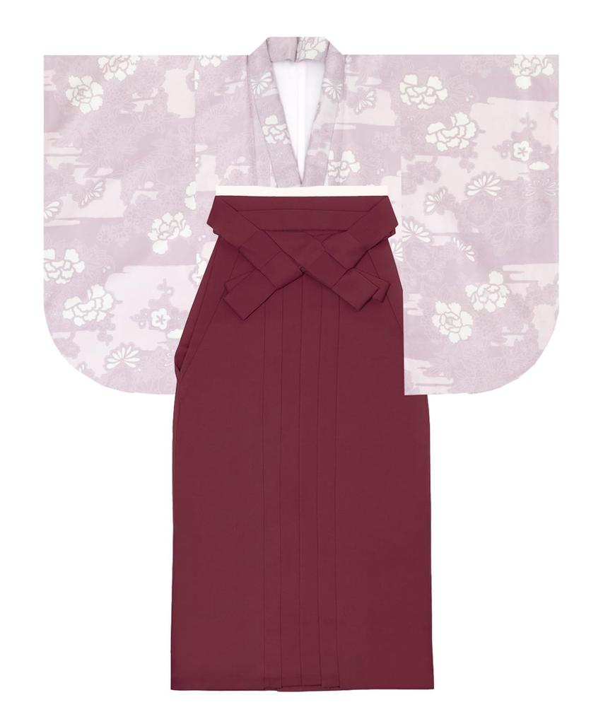 Hakama Plain Graduation 4 Piece Set Hakama Lower Gorgeous E F Red Peony Hakama [KYOETSU] Set, Two-Sleeve Kimono, Hakama, Ceremony, (Kimono, Hakama,