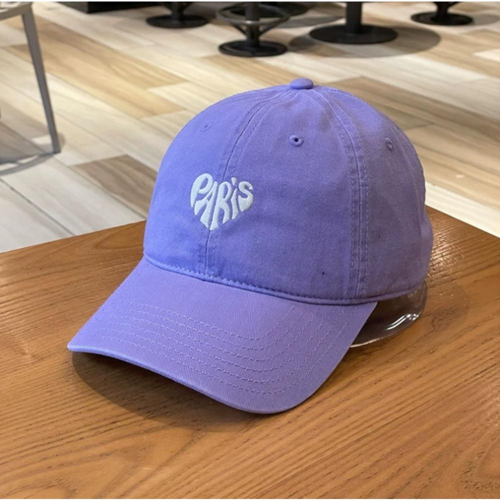 Paris Heart Embroidered Baseball Cap, Cotton Soft Top Adjustable Hat For Men Women Daily Outdoor Streetwear Fashion Headwear