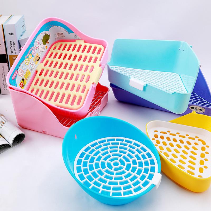 Raised Anti-Splash Triangle Pet Toilet for Rabbits, Guinea Pigs, and Chinchillas – Small and Large Sizes Available