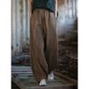 Johnature Women Vintage Tie-dye Wide Leg Pants Elastic Waist Autumn Trouser Loose Pockets Women Ramie Cotton Pants
