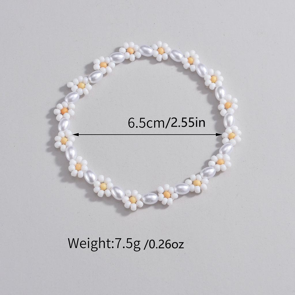 Bohemian Style Rice Bead Flower Mixed with Pearl Women's Beach Anklet