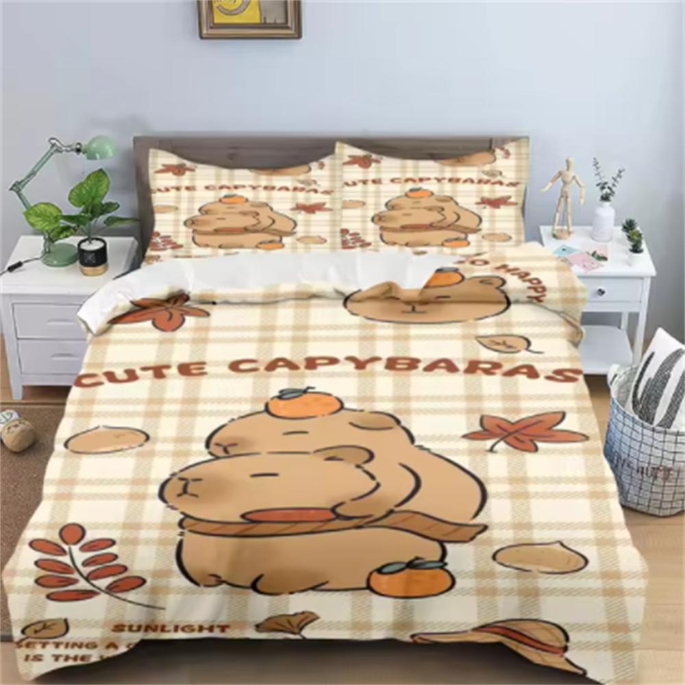 Capybaras Duvet Cover Anime Bedding Pillowcase Printed General Children And Adult Set Queen Size Reactive Printing Quilt
