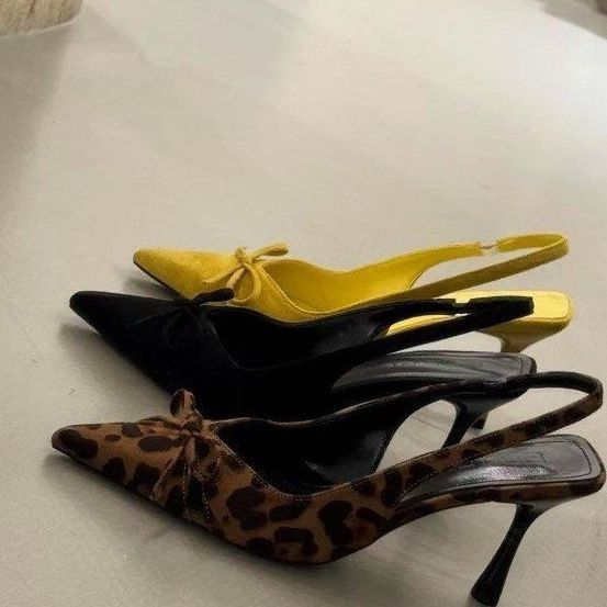 Niche leopard print high heels French bag head sandals fairy shoes 2025 spring and summer bow with skirt single shoes