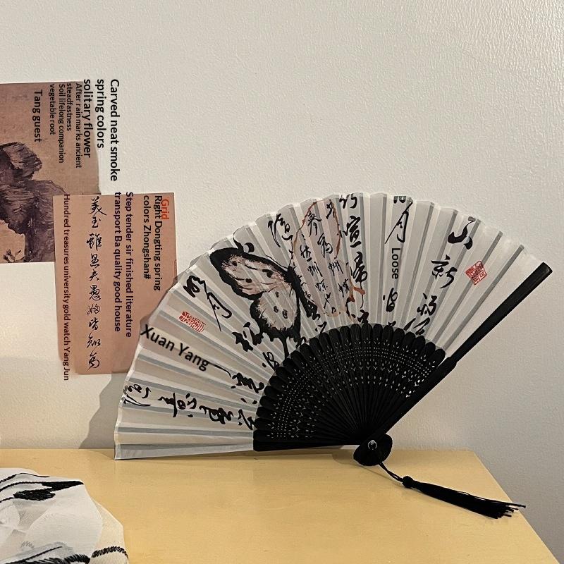 Classical Folding Fan 1pc Bamboo Silk Colorful Shank Chinese Japanese Dance Fan for Wedding Stage Show