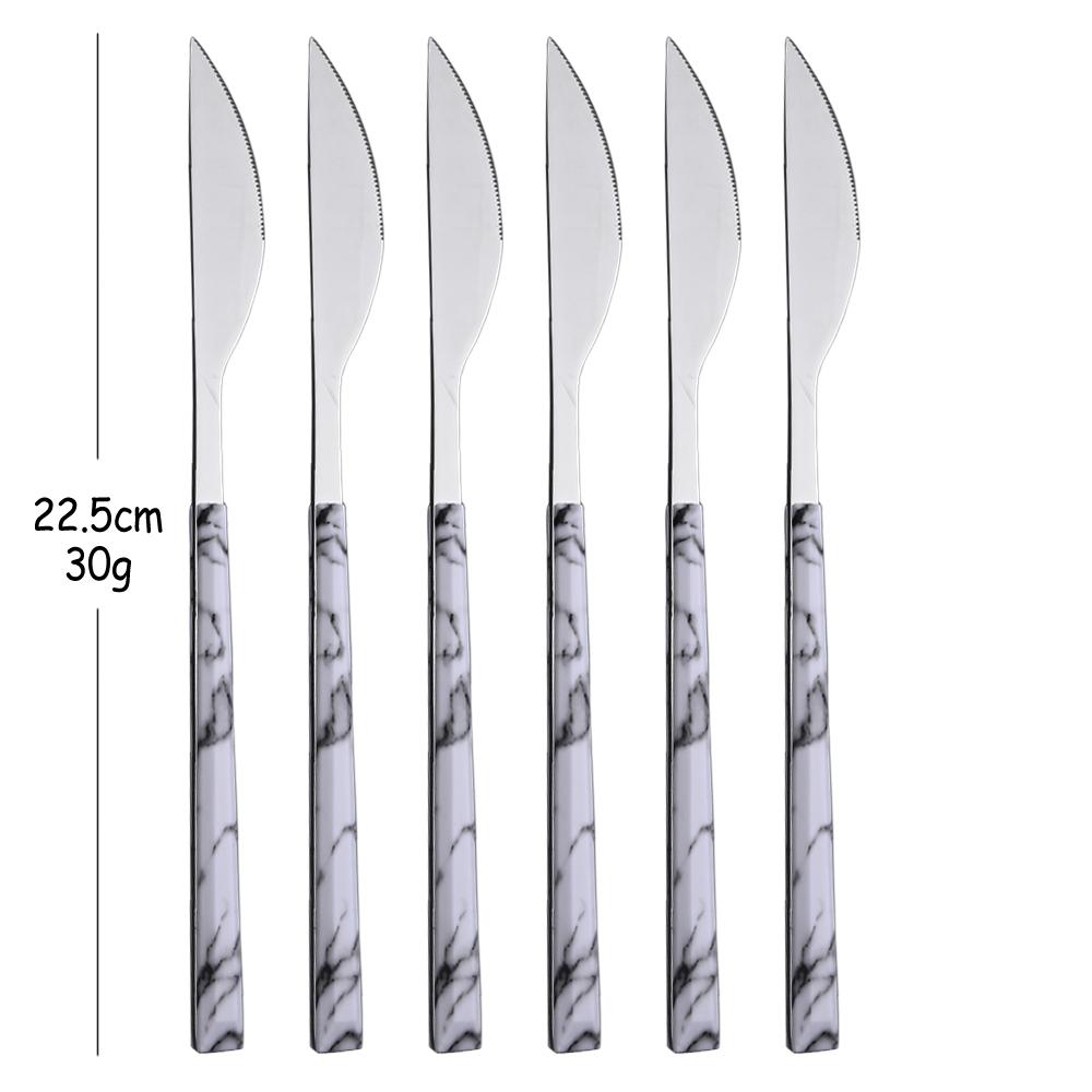 6 Personen Geschirrsets Edelstahl Besteck Imitation Holzgriff Besteckset Messer Gabel Löffel Küchengeschirr Westlich