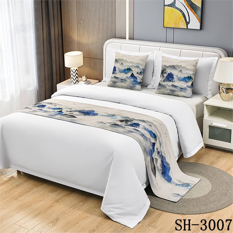 Landscape Painting Bed Flags Bedroom Decoration Bed End Scarf Hotel Household Dustproof Decorative Cloth Home Textiles Household Goods Pillow Cover