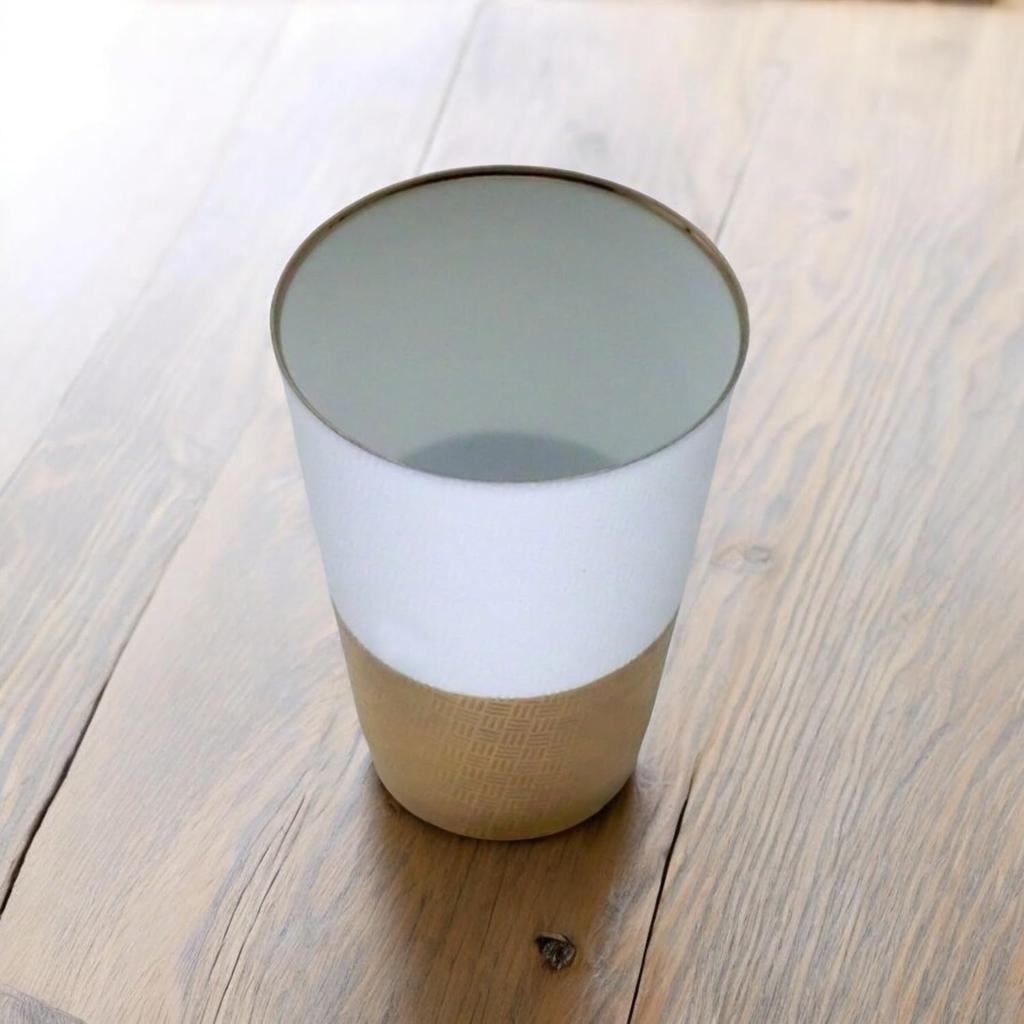 Holzbecher Made in Japan J-kitchens, Ultradünn, Lichtdurchlässiger Becher, Gold, Ajiro, Schachtel, 370ml,