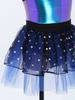 Sparkling Metallic Tutu Dress for Kids Girls: Sheer Mesh Patchwork Bodice with Tulle Skirt & Headpiece for Competition & Recital
