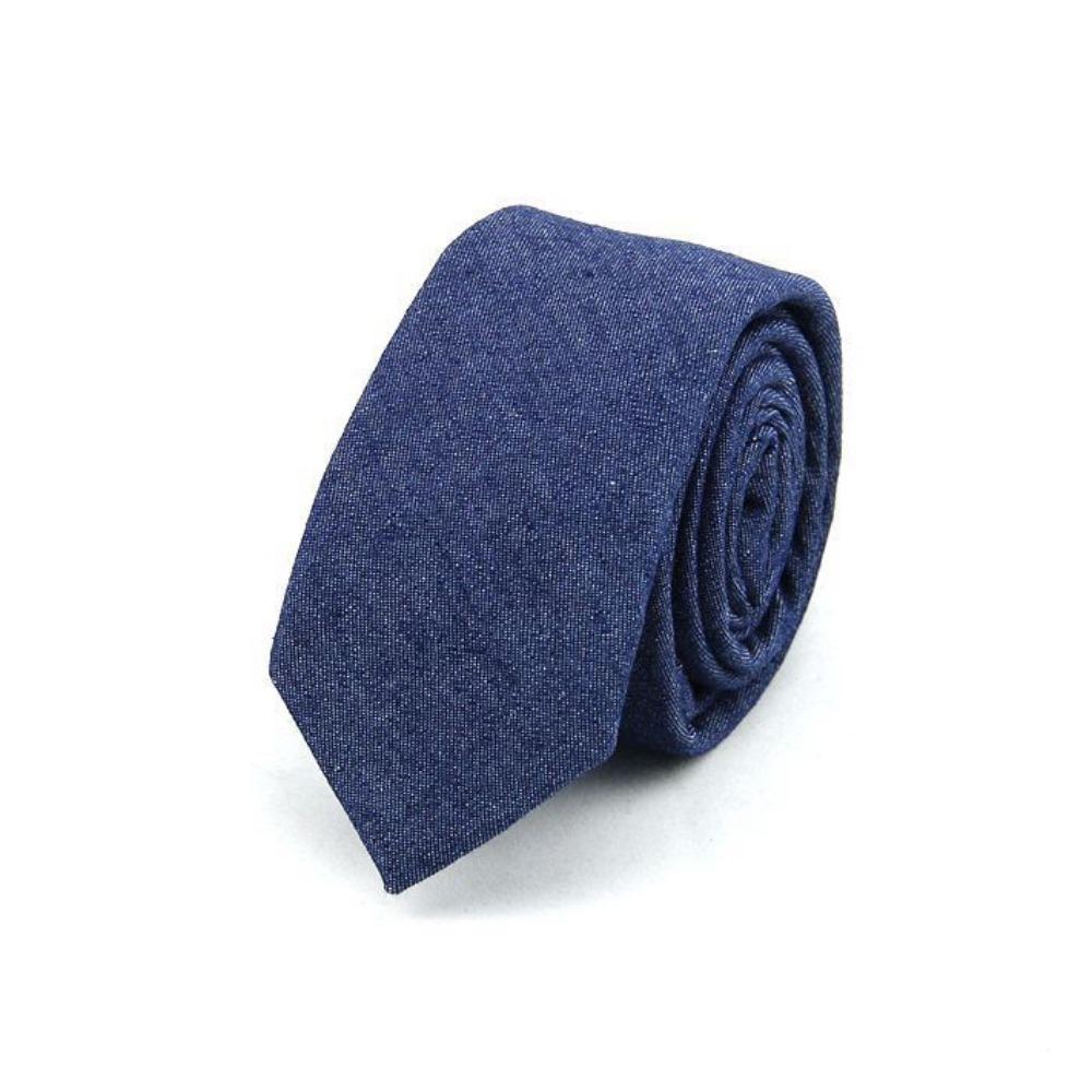 Adjustable Jean Fabric Tie Narrow Retro Cravat Simple Denim Men Necktie  Business