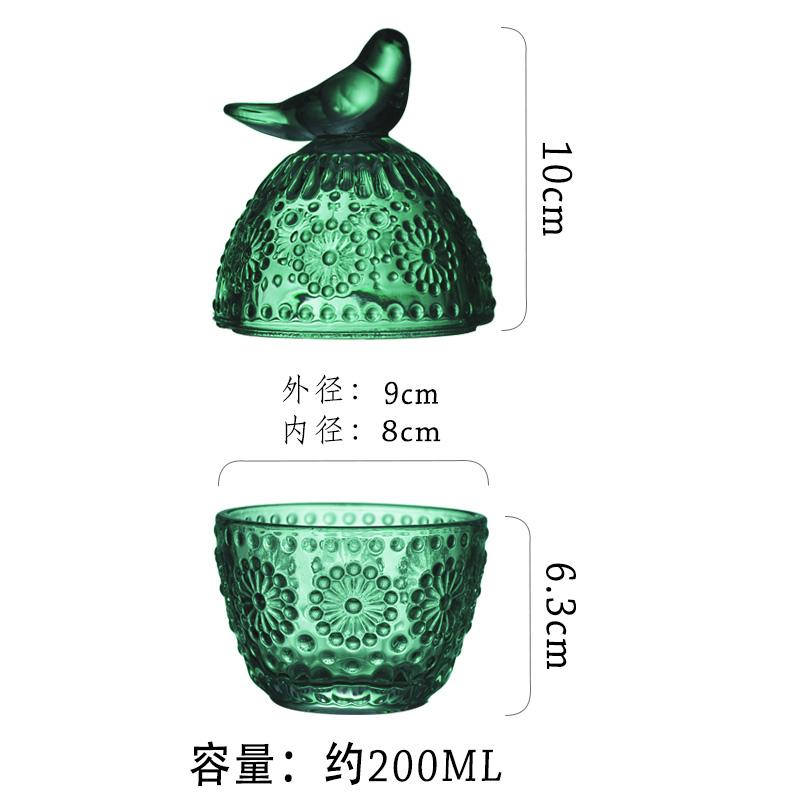 

Exquisite Glass Embossed Storage Jar with Bird Design Cotton Swab Holder Jewelry Organizer Necklace Earring Sundries Ins Decor
