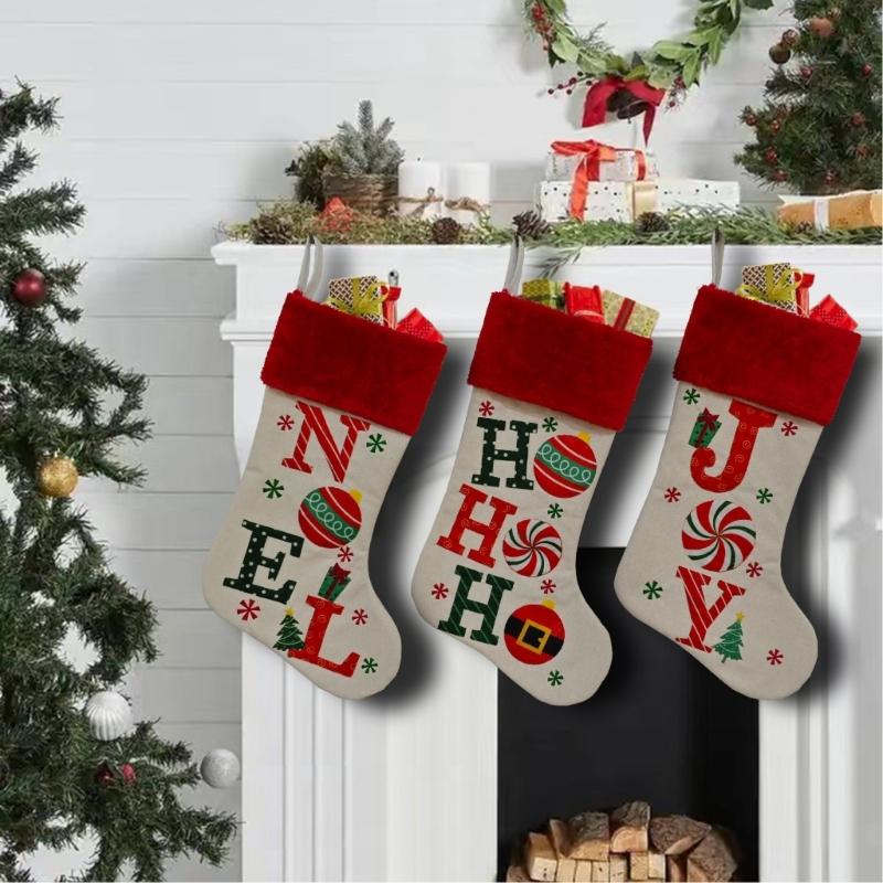 Alphabets Holiday Sock Decoration With Polyester Materials Quick Attachment Hook Multipurpose Festival Ornament