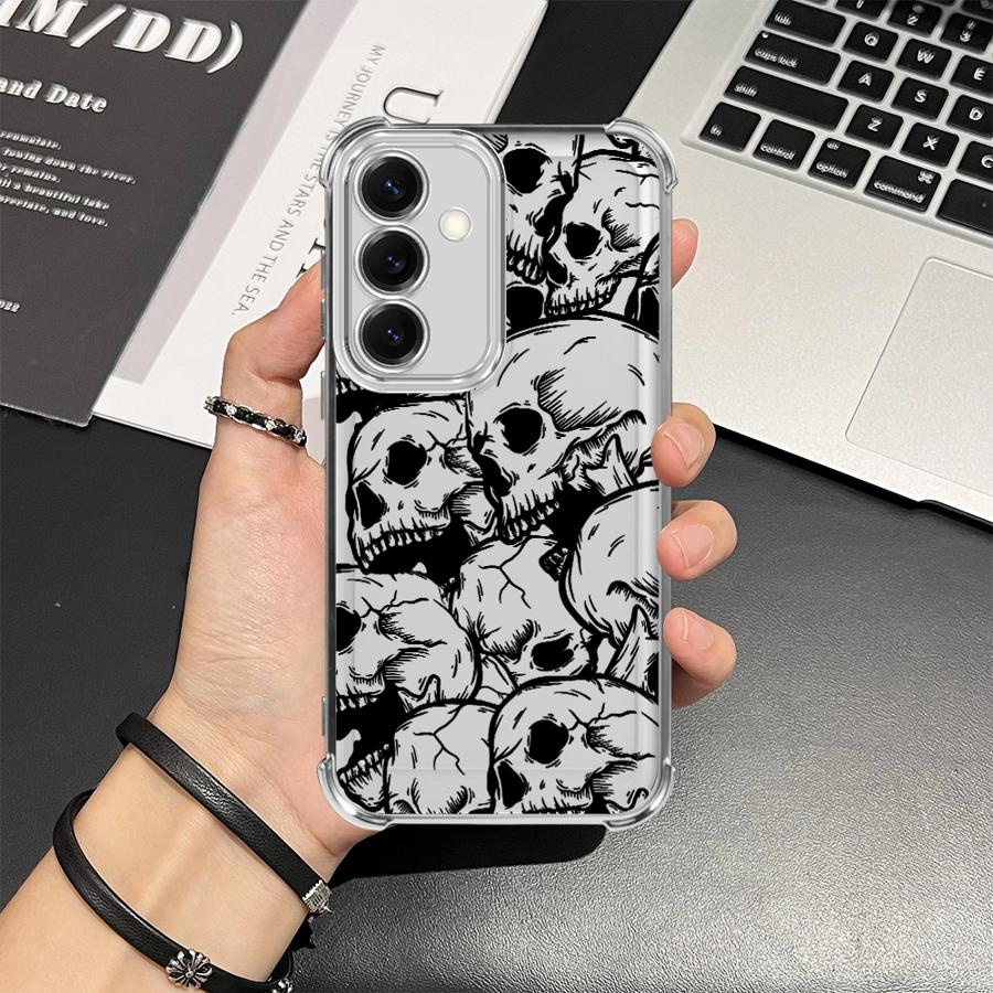Funda para Teléfono con Cuatro Patrones de Calavera Espeluznante para Samsung Galaxy A14 A04 A54 A34 A73 A13 A23 A51 A24 A52 A16 A06 A33 A50 A07