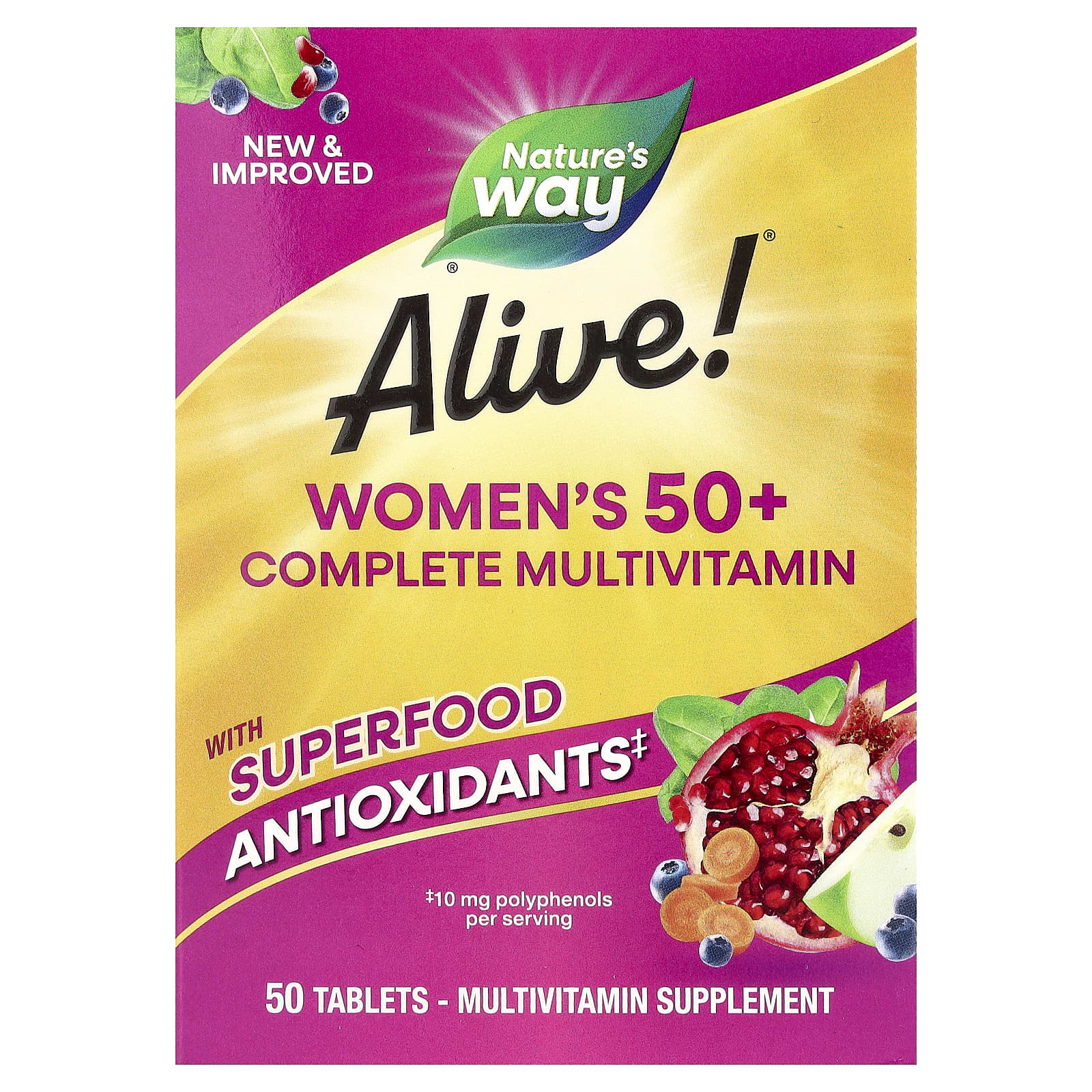 

Nature S Way, Alive!® Complete Multivitamin for Women 50+, 50 Tablets