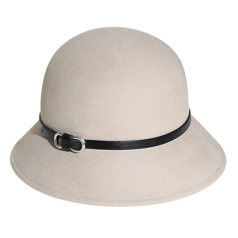 2025 Women's British Retro Wool Felt Hat: Autumn/Winter Fashion Belted Bucket Hat