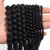 1 Strand 4/6/8/10/12mm Black Frosted Glass Stone Beads Round Loose Spaced Bead For DIY Handmade Bracelet Necklace Jewelry Making