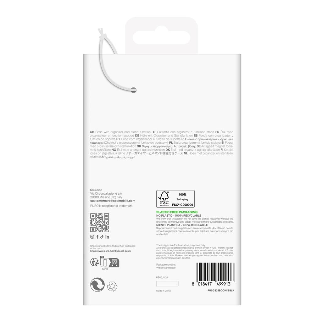 Etui Z Ekoskóry Puro Booklet Case Z Klapką I Portfelem Do Samsung Galaxy S25 Ultra - Czarne