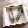 Spring New Pearl Rhinestone Square Head Single Shoes Soft-soled Casual Flats