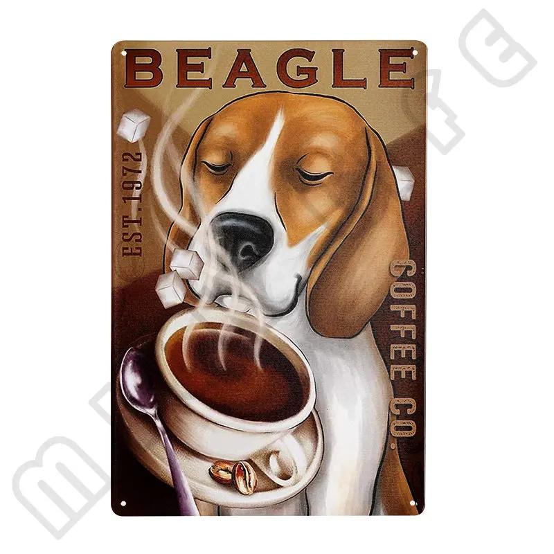 Beagle Hund Metallblechschild Platte Retro Kunst für Badezimmer Toilette Küche Sweet Home Shop Tierhandlung Bauernhaus Haus Zimmer Dekoration