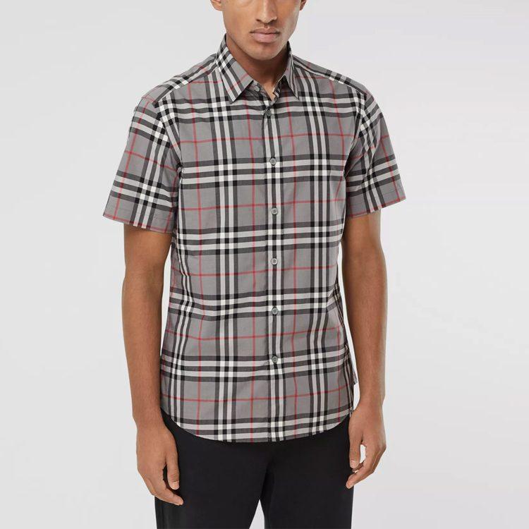 Burberry Shirts Men's Gray Pointed Collar Moderate Shirt 80293701